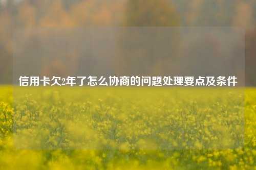 信用卡欠2年了怎么协商的问题处理要点及条件