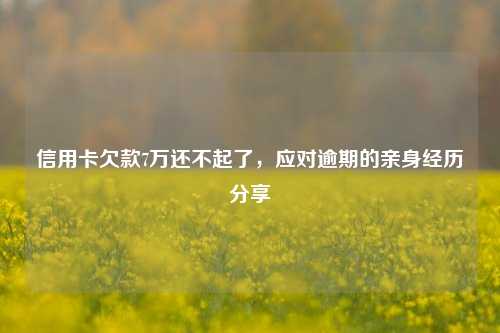 信用卡欠款7万还不起了，应对逾期的亲身经历分享