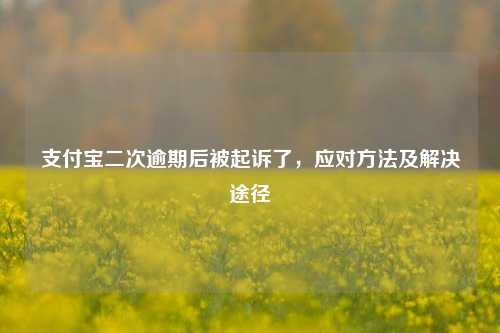 支付宝二次逾期后被起诉了，应对方法及解决途径