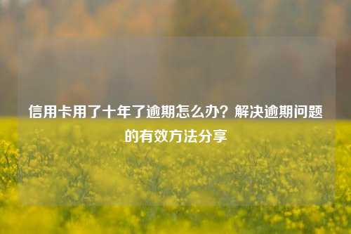 信用卡用了十年了逾期怎么办？解决逾期问题的有效方法分享