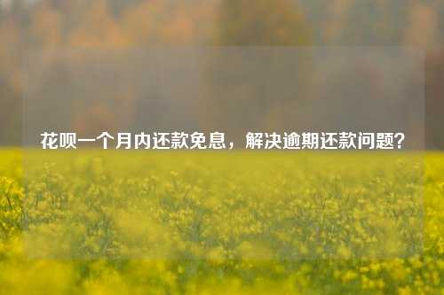 花呗一个月内还款免息，解决逾期还款问题？