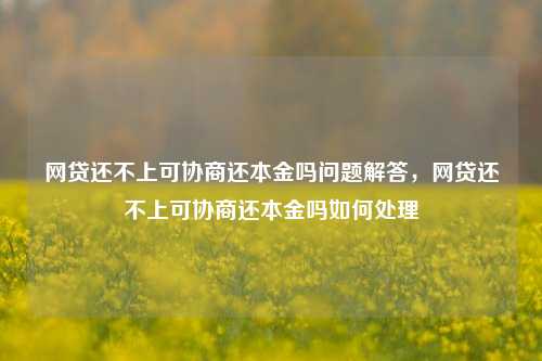 网贷还不上可协商还本金吗问题解答，网贷还不上可协商还本金吗如何处理