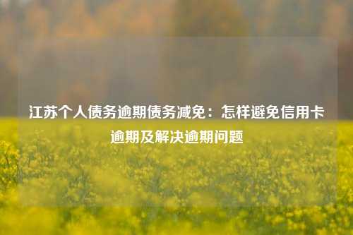 江苏个人债务逾期债务减免：怎样避免信用卡逾期及解决逾期问题