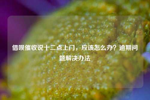 借呗催收说十二点上门，应该怎么办？逾期问题解决办法