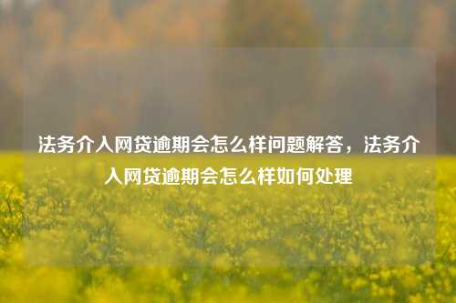 法务介入网贷逾期会怎么样问题解答，法务介入网贷逾期会怎么样如何处理