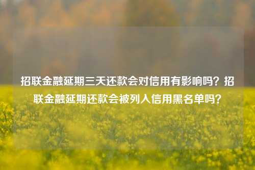 招联金融延期三天还款会对信用有影响吗？招联金融延期还款会被列入信用黑名单吗？