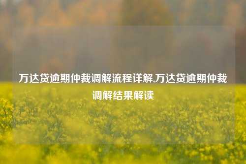 万达贷逾期仲裁调解流程详解,万达贷逾期仲裁调解结果解读