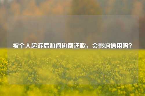 被个人起诉后如何协商还款，会影响信用吗？