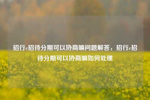 招行e招待分期可以协商嘛问题解答，招行e招待分期可以协商嘛如何处理