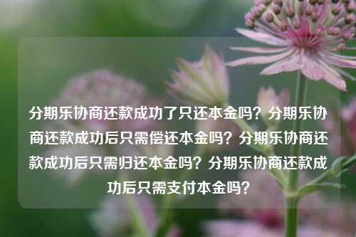 分期乐协商还款成功了只还本金吗？分期乐协商还款成功后只需偿还本金吗？分期乐协商还款成功后只需归还本金吗？分期乐协商还款成功后只需支付本金吗？