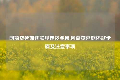 网商贷延期还款规定及费用,网商贷延期还款步骤及注意事项