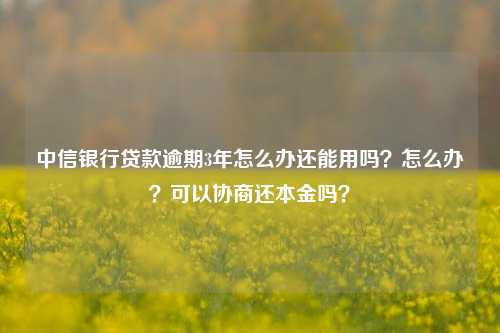 中信银行贷款逾期3年怎么办还能用吗？怎么办？可以协商还本金吗？