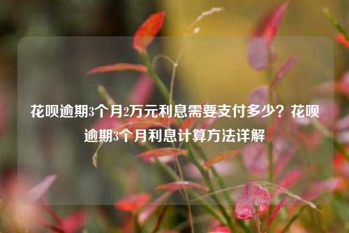 花呗逾期3个月2万元利息需要支付多少？花呗逾期3个月利息计算方法详解