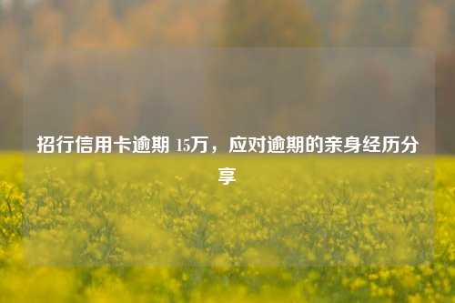 招行信用卡逾期 15万，应对逾期的亲身经历分享