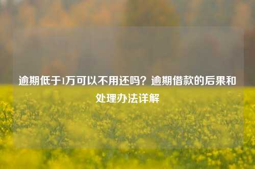 逾期低于1万可以不用还吗？逾期借款的后果和处理办法详解