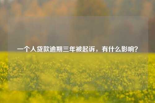 一个人贷款逾期三年被起诉，有什么影响？