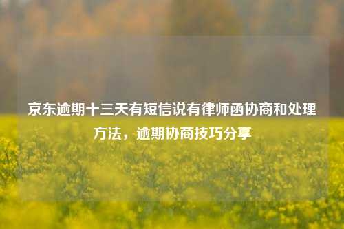 京东逾期十三天有短信说有律师函协商和处理方法，逾期协商技巧分享