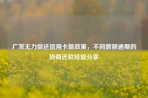 广发无力偿还信用卡新政策，不同数额逾期的协商还款经验分享