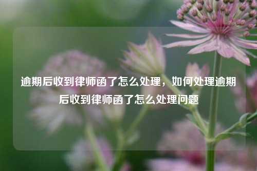 逾期后收到律师函了怎么处理，如何处理逾期后收到律师函了怎么处理问题