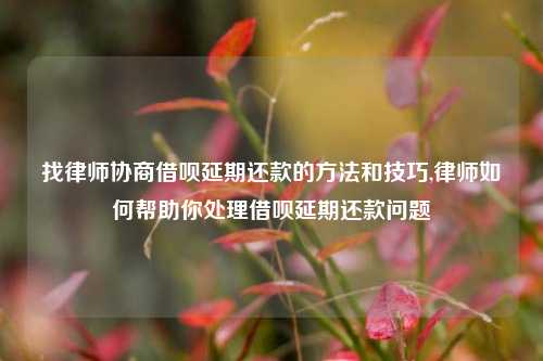 找律师协商借呗延期还款的方法和技巧,律师如何帮助你处理借呗延期还款问题