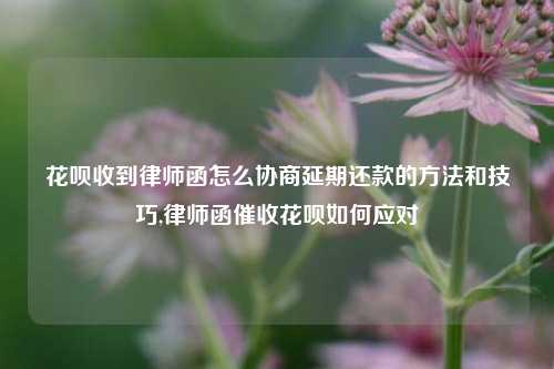 花呗收到律师函怎么协商延期还款的方法和技巧,律师函催收花呗如何应对