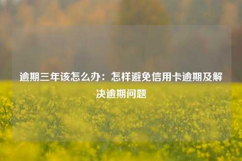 逾期三年该怎么办：怎样避免信用卡逾期及解决逾期问题