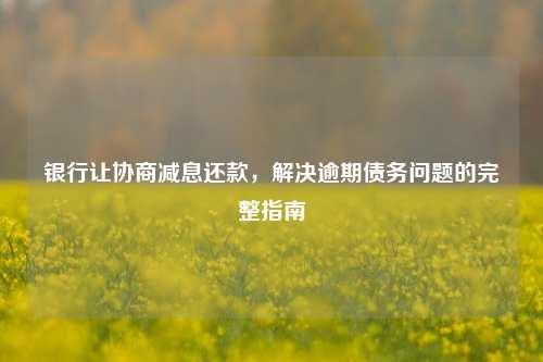 银行让协商减息还款，解决逾期债务问题的完整指南