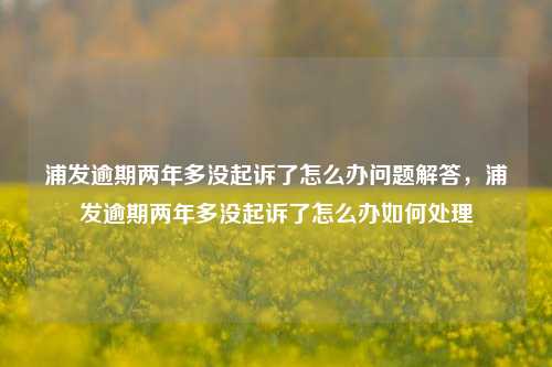 浦发逾期两年多没起诉了怎么办问题解答，浦发逾期两年多没起诉了怎么办如何处理