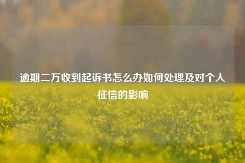 逾期二万收到起诉书怎么办如何处理及对个人征信的影响