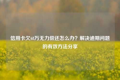 信用卡欠68万无力偿还怎么办？解决逾期问题的有效方法分享