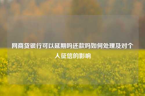 网商贷银行可以延期吗还款吗如何处理及对个人征信的影响