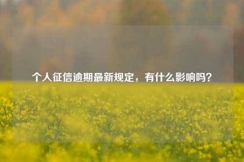 个人征信逾期最新规定，有什么影响吗？