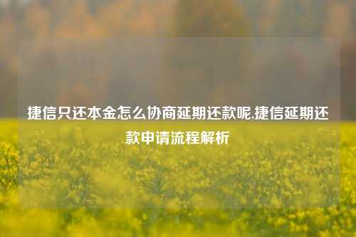 捷信只还本金怎么协商延期还款呢,捷信延期还款申请流程解析