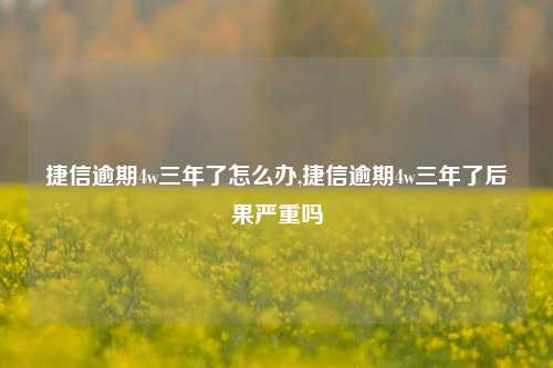 捷信逾期4w三年了怎么办,捷信逾期4w三年了后果严重吗