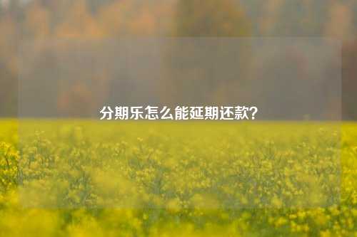 分期乐怎么能延期还款？