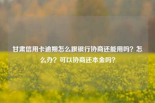 甘肃信用卡逾期怎么跟银行协商还能用吗？怎么办？可以协商还本金吗？