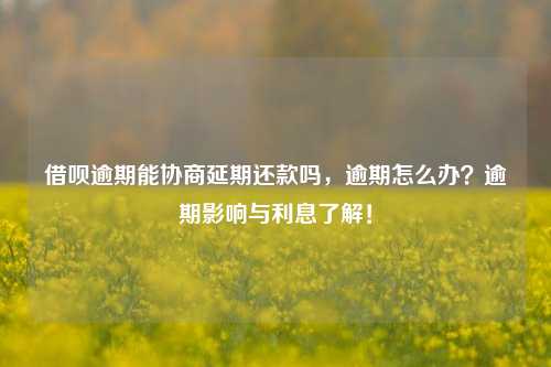 借呗逾期能协商延期还款吗，逾期怎么办？逾期影响与利息了解！