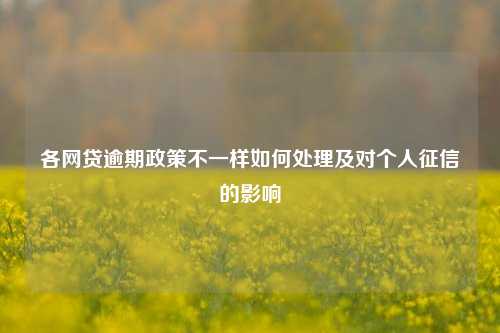 各网贷逾期政策不一样如何处理及对个人征信的影响