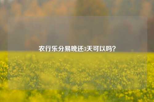 农行乐分易晚还3天可以吗？