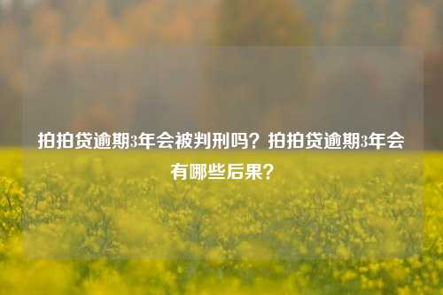 拍拍贷逾期3年会被判刑吗？拍拍贷逾期3年会有哪些后果？