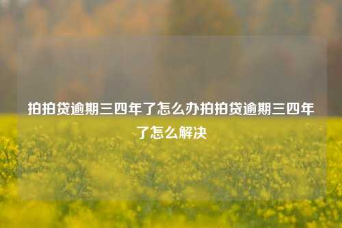 拍拍贷逾期三四年了怎么办拍拍贷逾期三四年了怎么解决