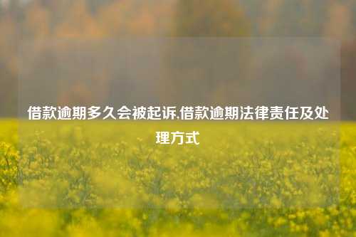 借款逾期多久会被起诉,借款逾期法律责任及处理方式