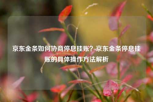 京东金条如何协商停息挂账？京东金条停息挂账的具体操作方法解析