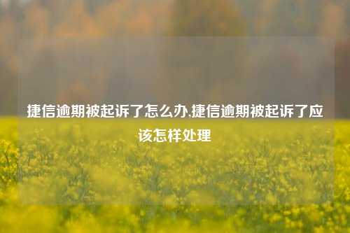 捷信逾期被起诉了怎么办,捷信逾期被起诉了应该怎样处理