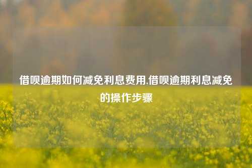 借呗逾期如何减免利息费用,借呗逾期利息减免的操作步骤