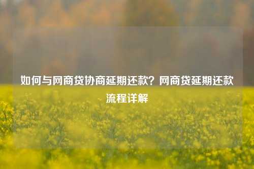 如何与网商贷协商延期还款？网商贷延期还款流程详解