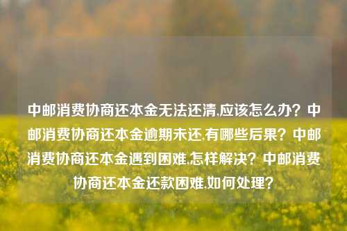 中邮消费协商还本金无法还清,应该怎么办？中邮消费协商还本金逾期未还,有哪些后果？中邮消费协商还本金遇到困难,怎样解决？中邮消费协商还本金还款困难,如何处理？