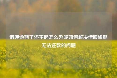 借呗逾期了还不起怎么办呢如何解决借呗逾期无法还款的问题