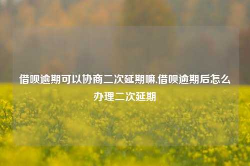 借呗逾期可以协商二次延期嘛,借呗逾期后怎么办理二次延期