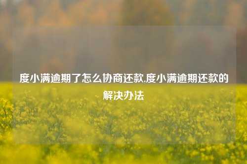 度小满逾期了怎么协商还款,度小满逾期还款的解决办法